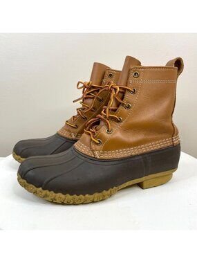 LL Bean Maine VTG Duck Boots Mens 7 M Womens 9 W Leather Waterproof Hiking